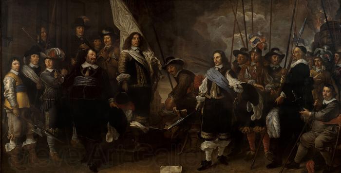 Govert flinck Schutters van de compagnie van kapitein Joan Huydecoper en luitenant Frans Oetgens van Waveren bij het sluiten van de Vrede van Munster Norge oil painting art